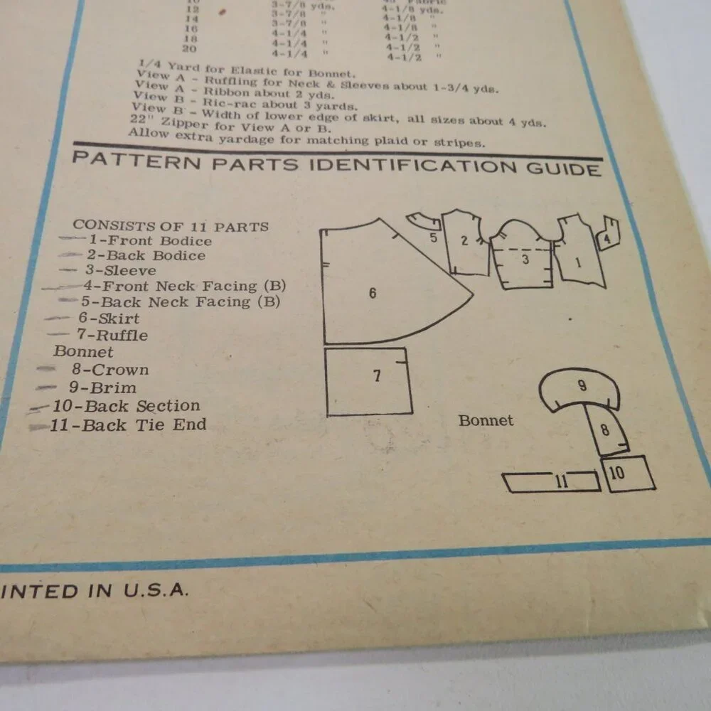 Printed Pattern 4641 Sewing Pattern size 14 Prairie Dress & Bonnet Hat